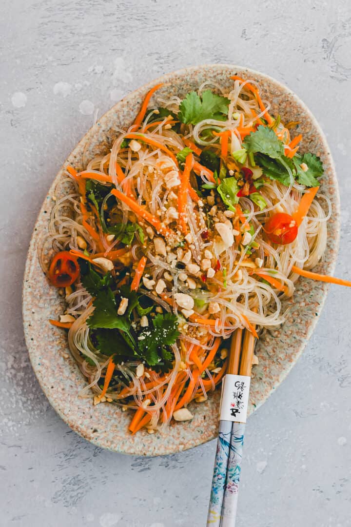 thai glass noodle salad on a plate