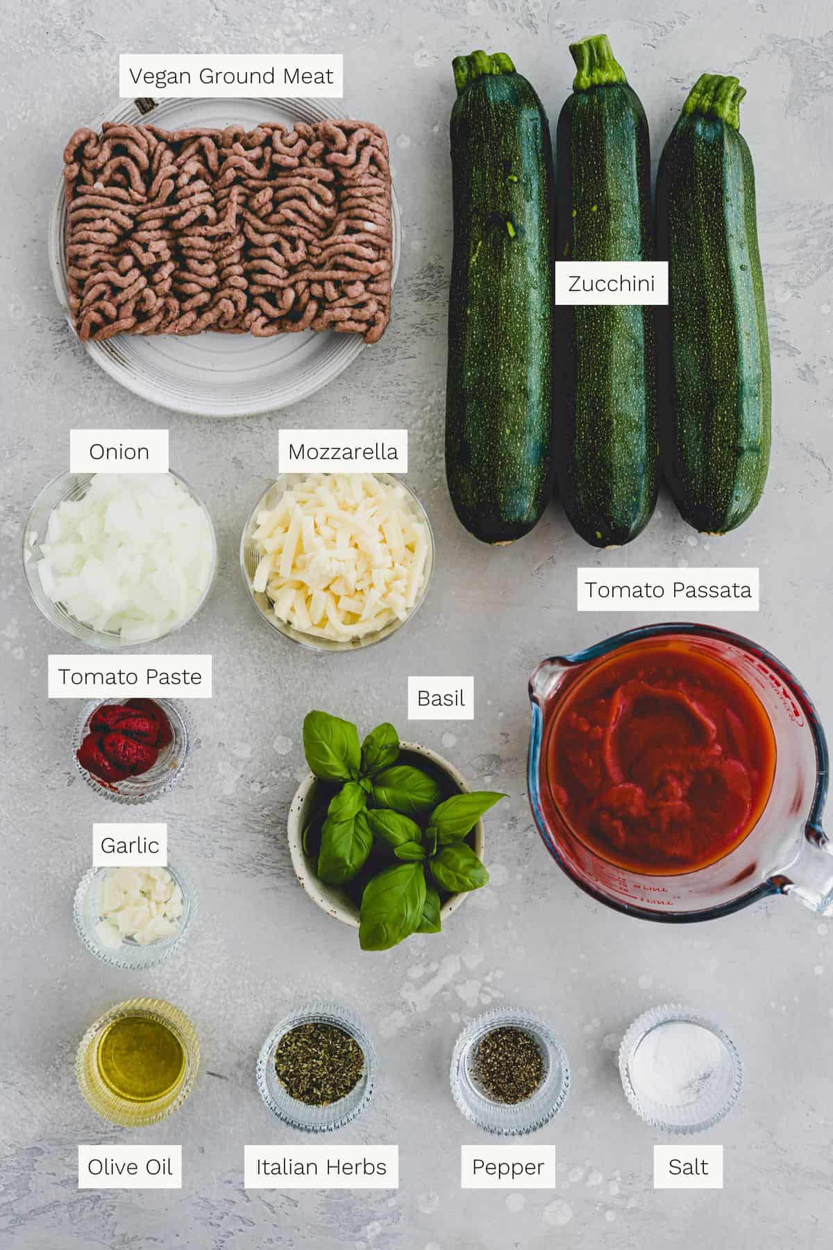 Vegetarian Stuffed Zucchini Ingredients