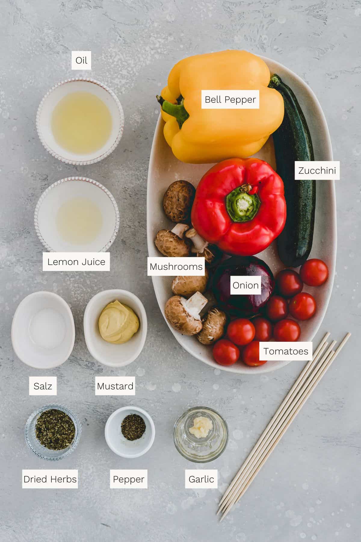 Grilled Vegetables Skewers Ingredients