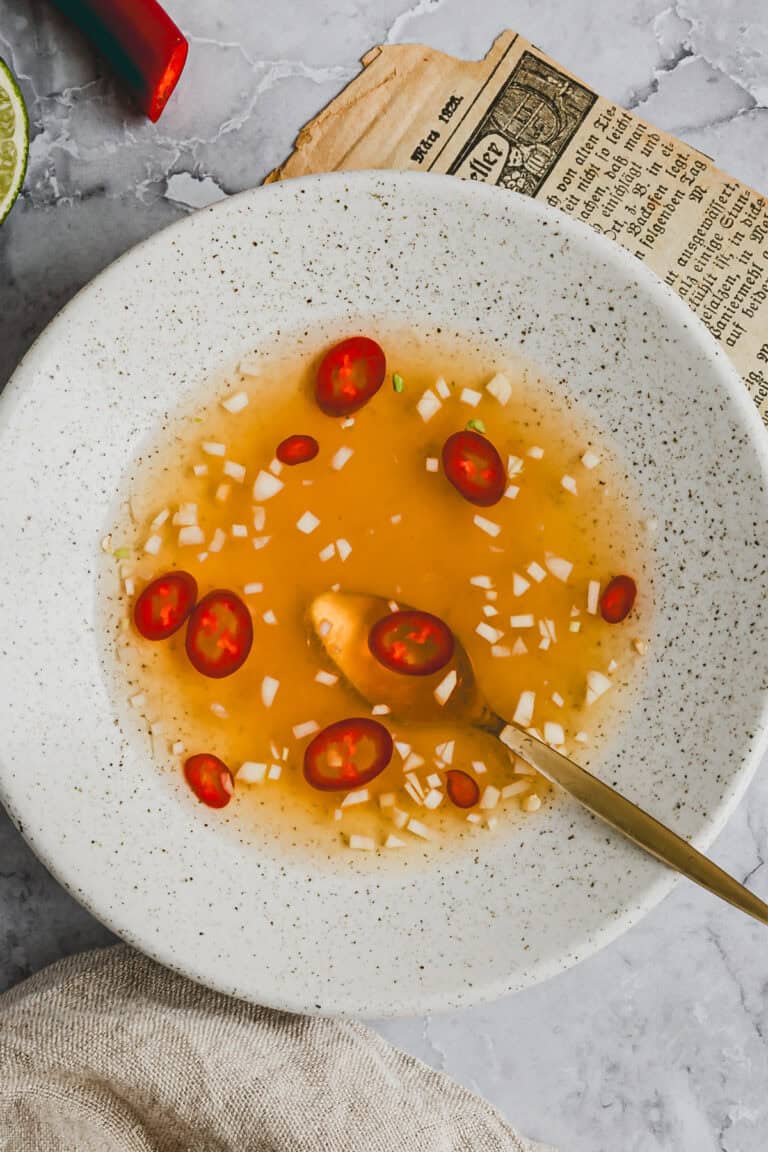 nuoc cham sauce in a small bowl