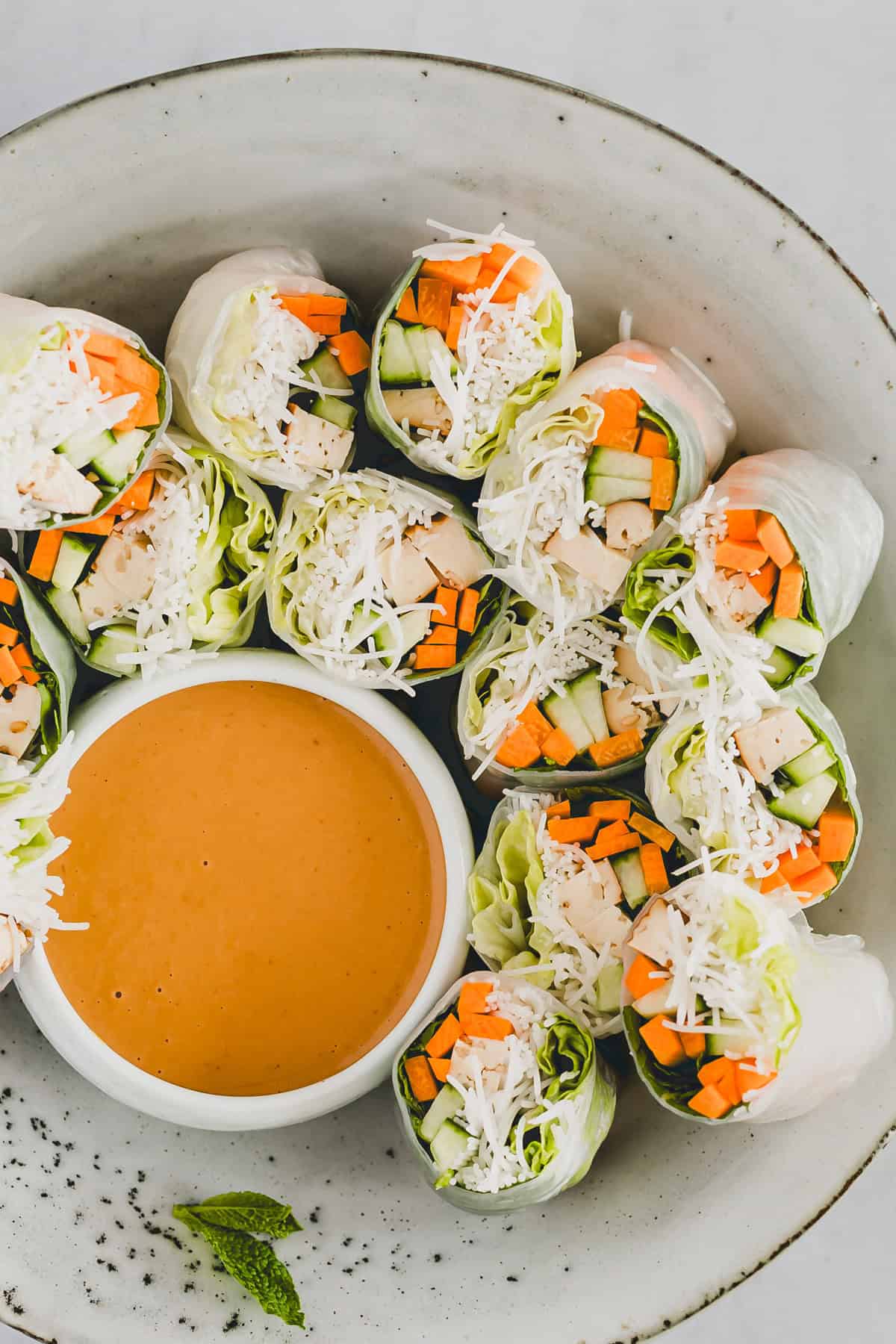 vietnamese summer rolls with homemade peanut dipping sauce