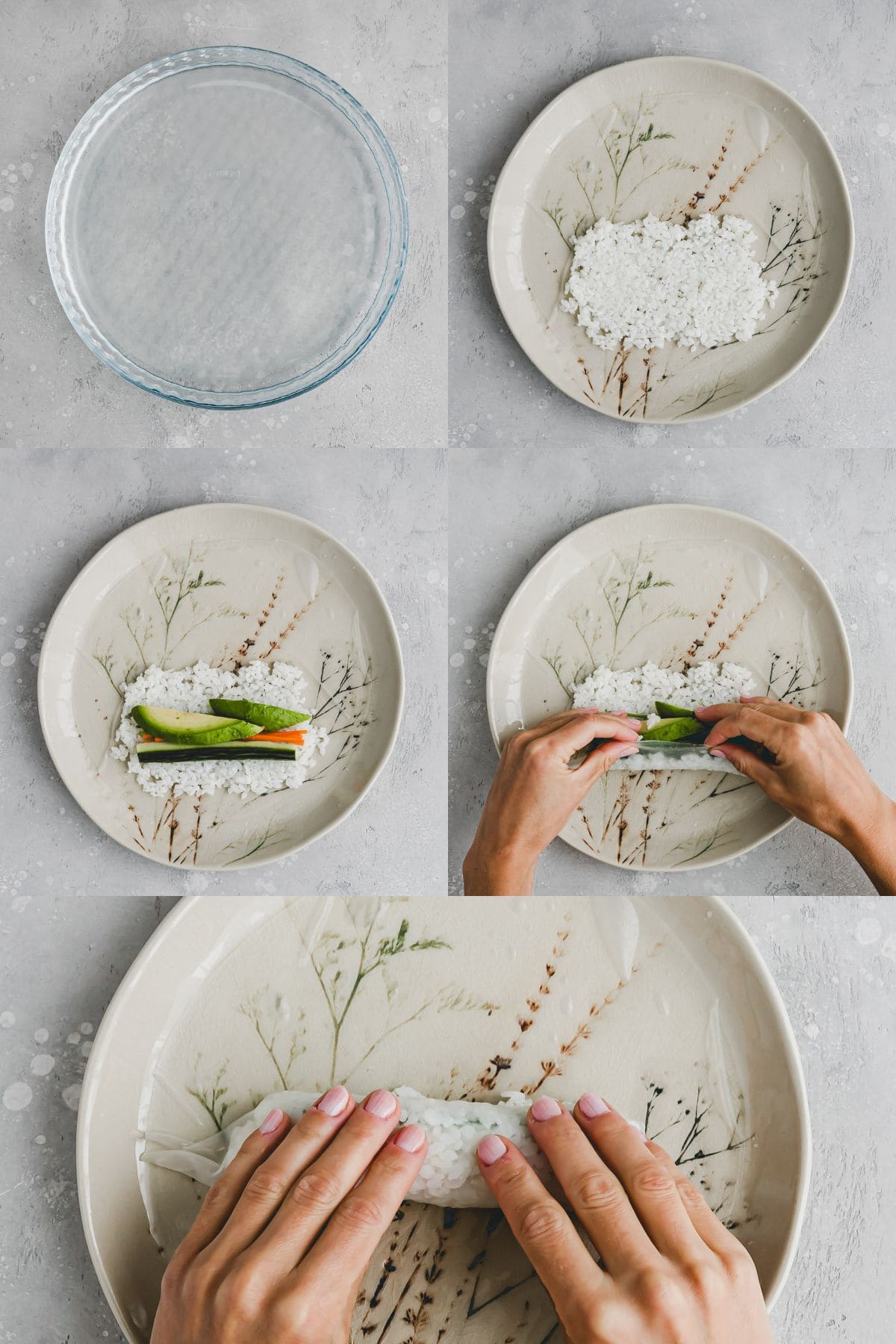 Rice Paper Sushi Recipe Step 1-5