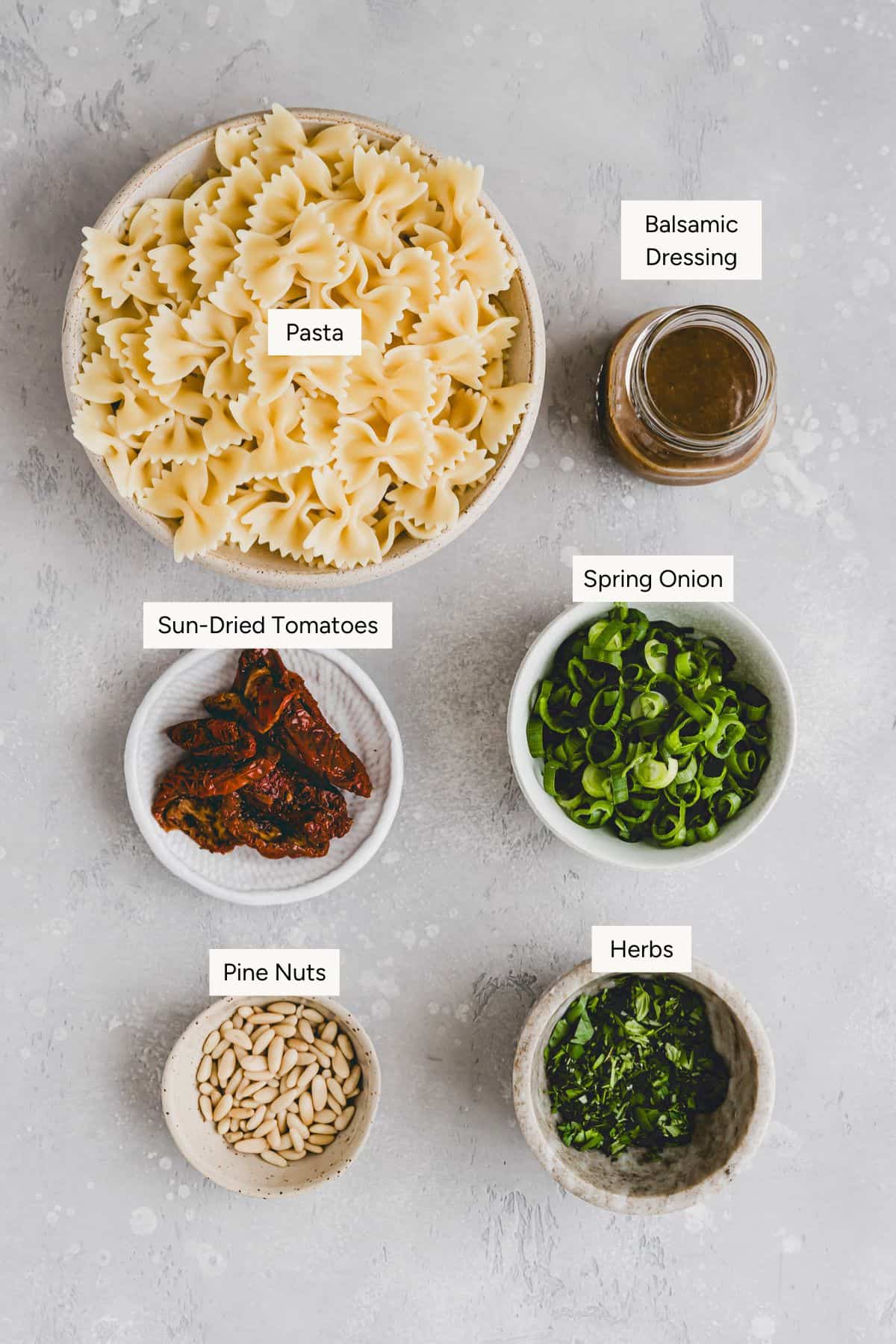 Sun-Dried Tomato Pasta Salad Ingredients