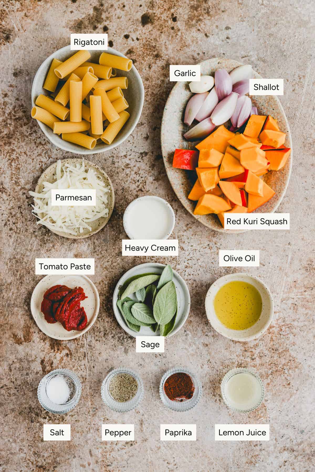 Pumpkin Pasta Ingredients