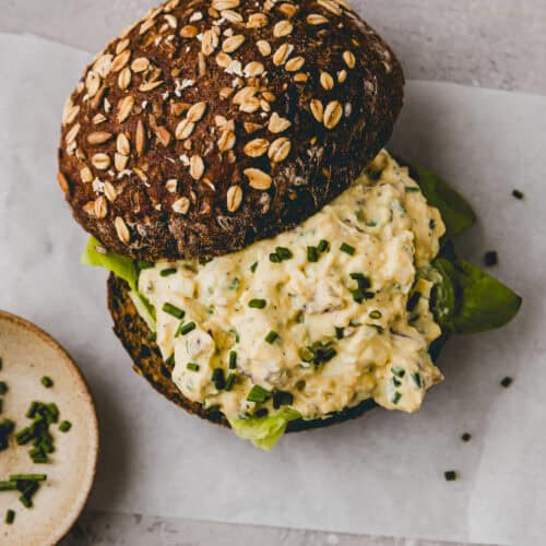 cottage cheese egg salad spread on protein bread
