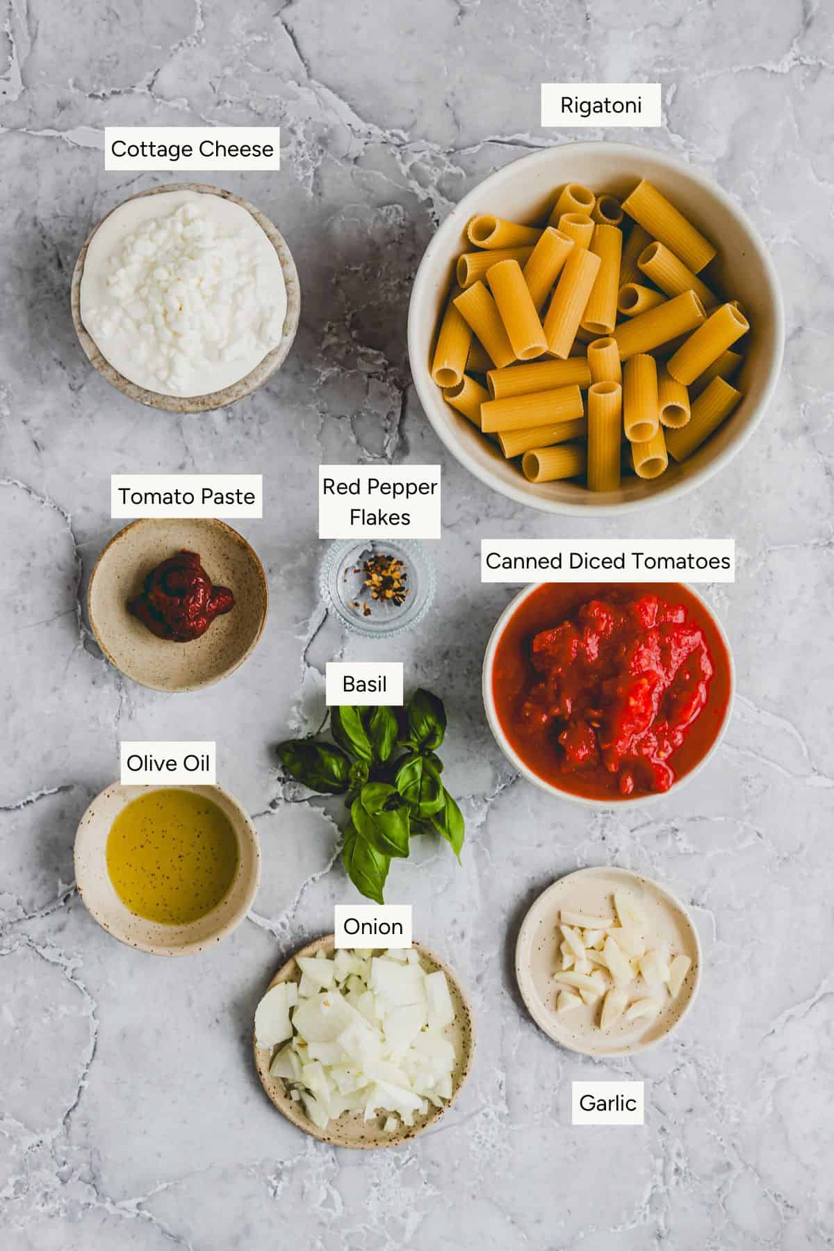Cottage Cheese Pasta Ingredients