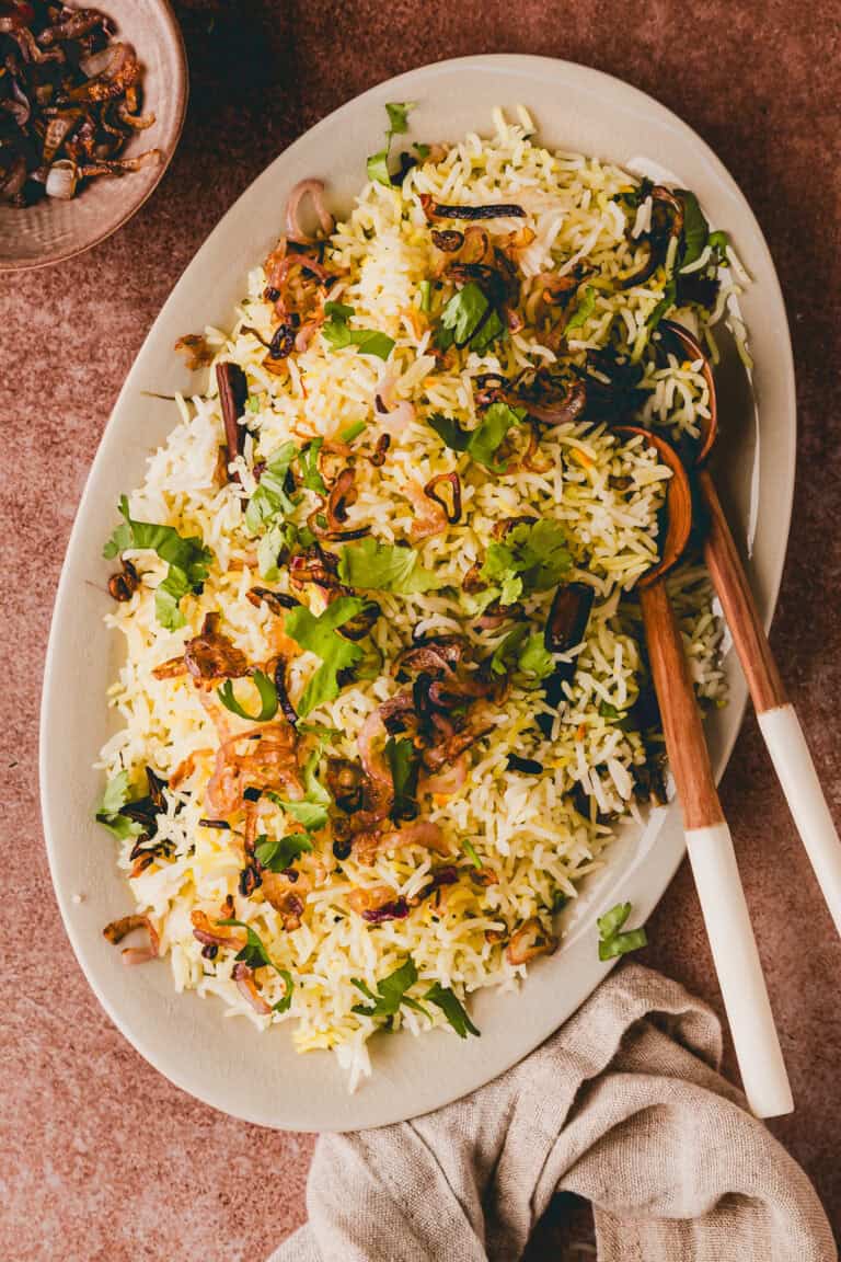 biryani rice serve in a platter