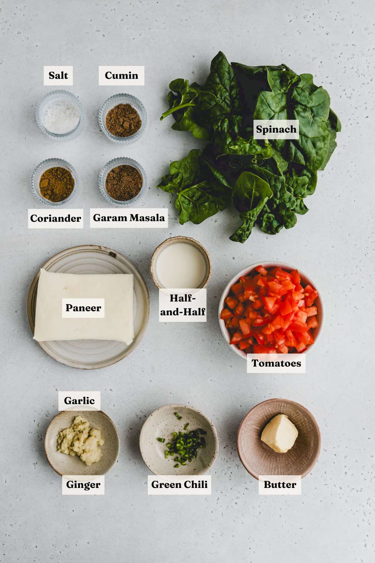 Palak Paneer Ingredients