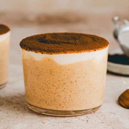 tiramisu overnight oats in a jar