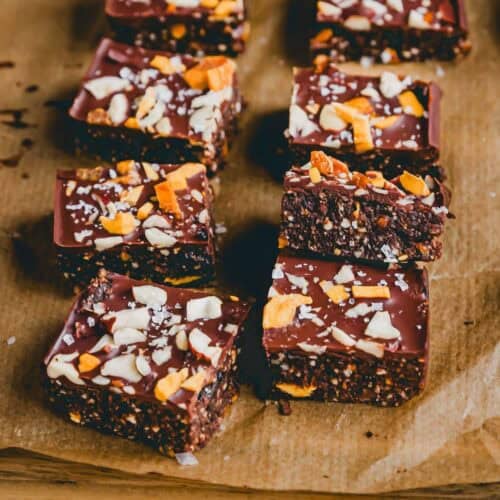 No Bake Superfood Brownie Bites on a cutting board