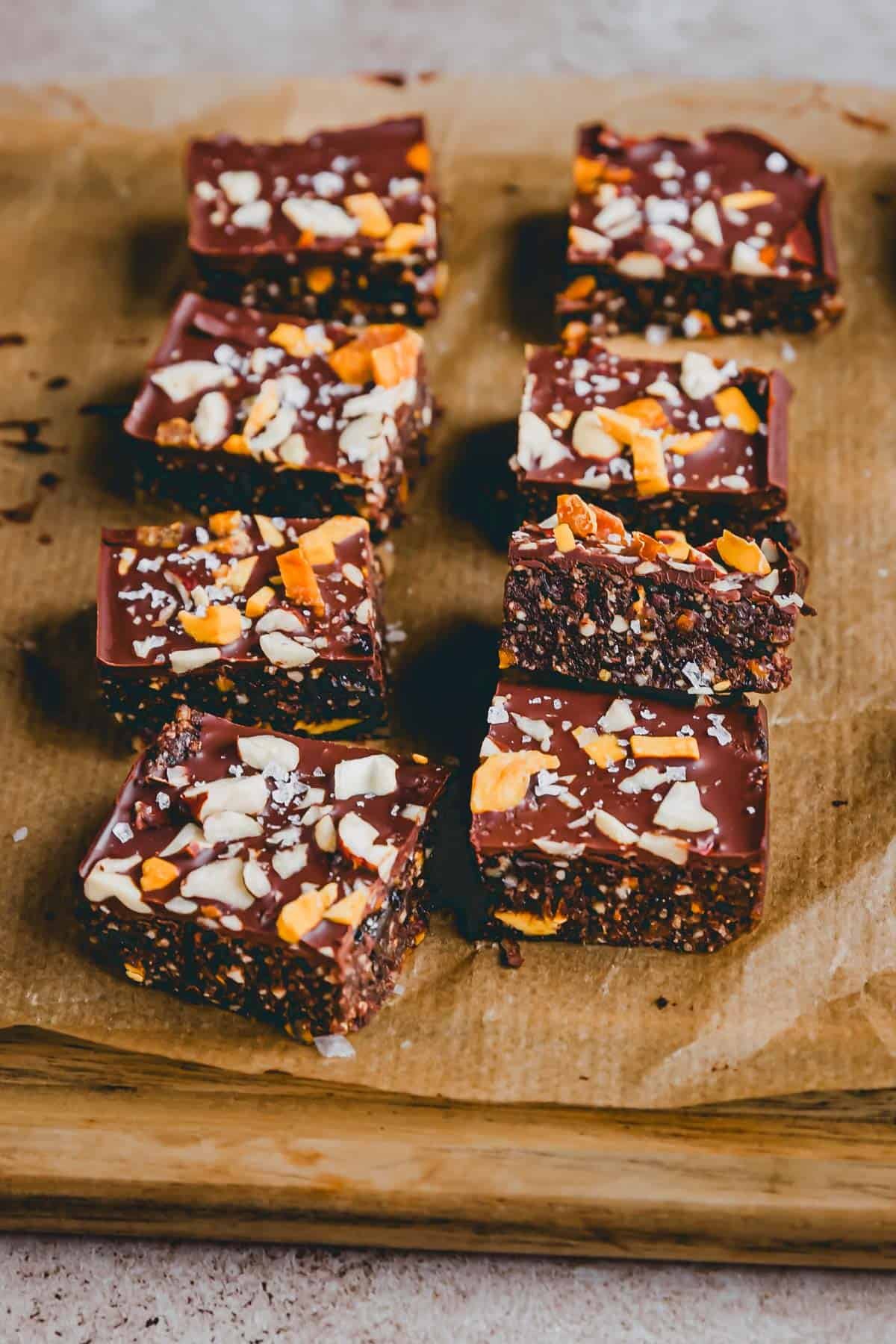 No Bake Superfood Brownie Bites on a cutting board